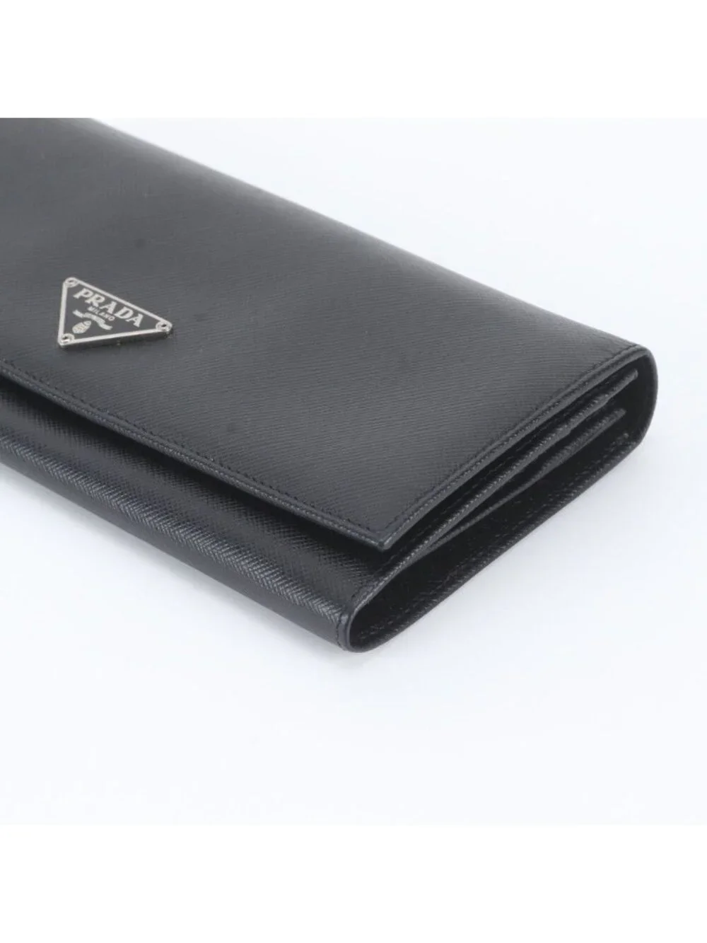 Prada Saffiano Leather Triangle Logo Long Wallet